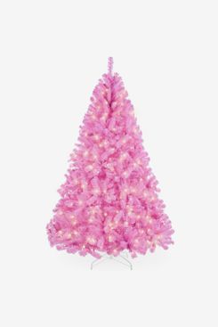 Best Choice Products Pre-Lit Pink Christmas Tree, 6ft
