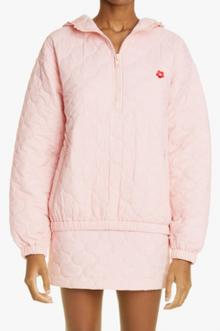 Sandy Liang Woodland Quilted Half Zip Hoodie