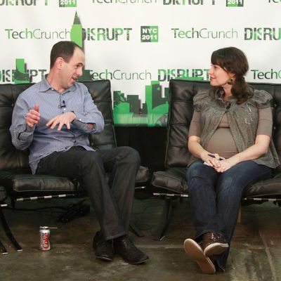 Square's Keith Rabois and TechCrunch editor-at-large Sarah Lacy interview at TechCrunch Disrupt New York May 2011 at Pier 94 on May 25, 2011 in New York City. 