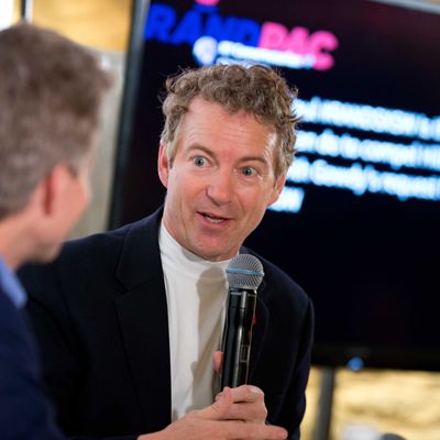 U.S. Sen. Rand Paul of Kentucky answers questions during a Twitter town hall while making a SXSW event.