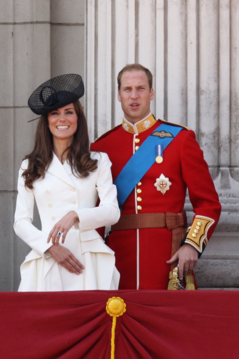 LONDON, ENGLAND - JUNE 11:  Catherine; Duchess of Cambridge and Prince William; Duke of Cambridge join HM Queen Elizabeth II to celebrates her official birthday by taking part in the Trooping the Colour parade on June 11, 2011 in London, England. The Duke and Duchess of Cambridge will join other members of the royal family to take part in the ceremony which has marked the official birthday of the British sovereign since 1748.  (Photo by Oli Scarff/Getty Images) *** Local Caption *** Catherine; Duchess of Cambridge; Prince William; Duke of Cambridge