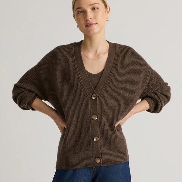 Quince Mongolian Cashmere Fisherman Cropped Cardigan Sweater