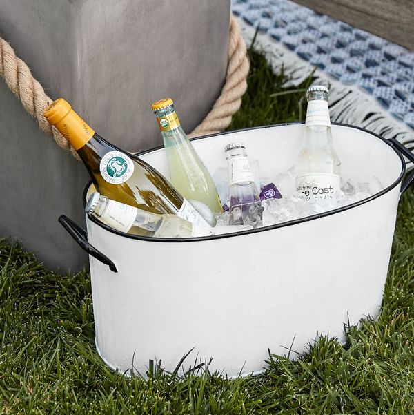 Pottery Barn Handcrafted White Enamel Party Bucket