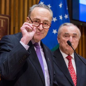 NYC Mayor De Blasio, Sen. Schumer, And NYPD Chief Bratton Discuss Anti-Terror Federal Funding Cuts