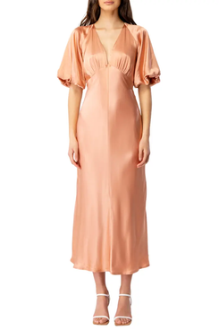 Vestido midi de satén Everleigh Bardot