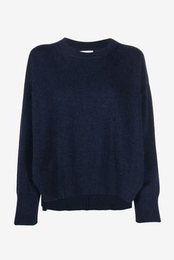 Electric Blue Split Turtleneck Cashmere Jumper - Luxury Blue