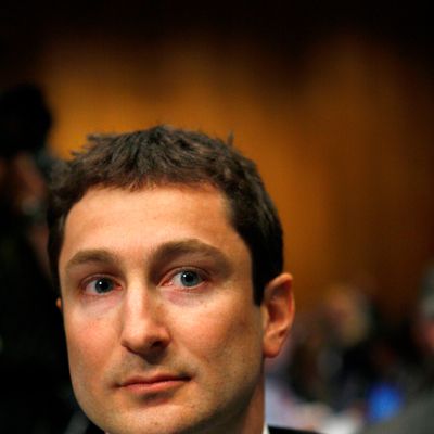 Fabrice Tourre, executive director of Structured Products Group Trading at Goldman Sachs Group Inc., listens during a hearing before a Senate Homeland Security and Governmental Affairs subcommittee hearing on Wall Street and the financial crisis in Washington, D.C., U.S., on Tuesday, April 27, 2010. Tourre and six other current and former Goldman Sachs employees are testifying today about the firm's mortgage-securities business in the years leading up to the biggest financial crisis since the Great Depression. Goldman Sachs, the most profitable securities firm in Wall Street history, contests the SEC's suit, saying it provided investors with all of the information they needed. 