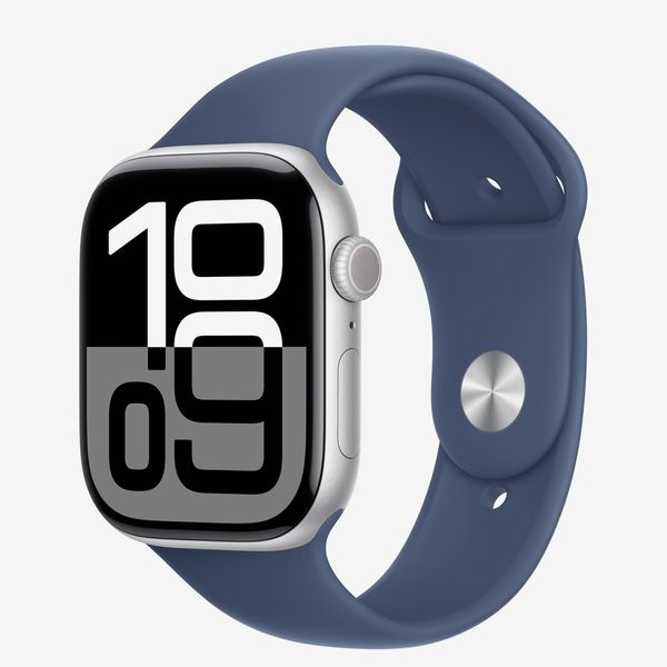 Apple Watch Series 10 (GPS 46-mm Case) - Silver Aluminium Case with Denim Sport Band