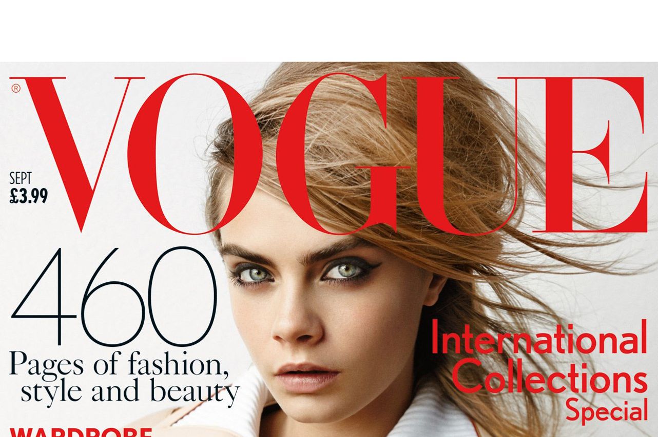 Cara Delevingne Sports Vuitton on Vogue U.K. Cover