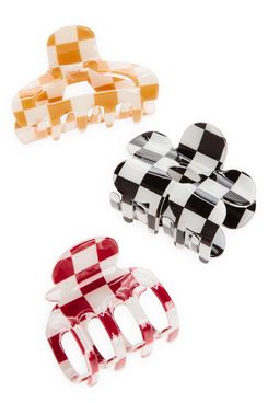 BP. Assorted 3-Pack Checker Claw Clips