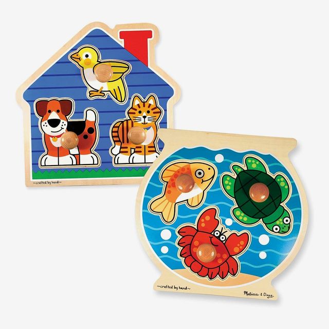 Melissa & Doug Animals Jumbo Knob Puzzle Set - Fish and Pets