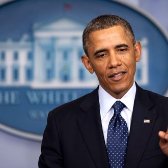 US President Barack Obama speaks to the media about sequestration in the Brady Press Briefing Room at the White House in Washington, DC, March 1, 2013 following a meeting with US Speaker of the House John Boehner and Congressional leaders. Obama summoned congressional leaders Friday in a bid to avert a damaging $85 billion in arbitrary budget cuts. Obama was bound by law to initiate the automatic, indiscriminate cuts, which could wound the already fragile economy, cost a million jobs and harm military readiness, in the absence of an deficit cutting agreement.