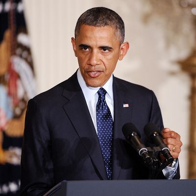 U.S. President Barack Obama makes a statement on the situation regarding the Internal Revenue Service May 15, 2013 in the East Room of the White House in Washington, DC. Obama had a meeting with Senior Treasury Officials, including Treasury Secretary Jack Lew via telephone, on the situation regarding the Internal Revenue Service. 