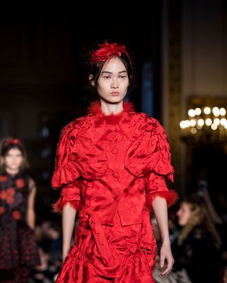 A model walks the runway at the Simone Rocha show.