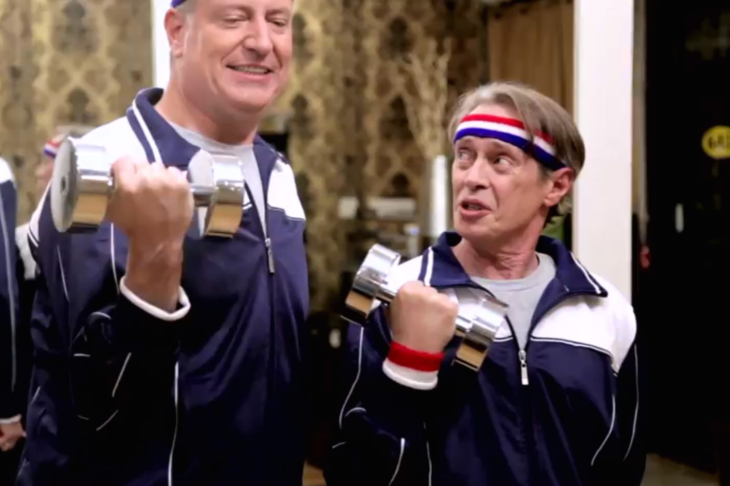 Watch Bill de Blasio and Steve Buscemi Goof Around in Tracksuits