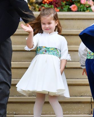 Princess Charlotte at Princess Eugenie's wedding.