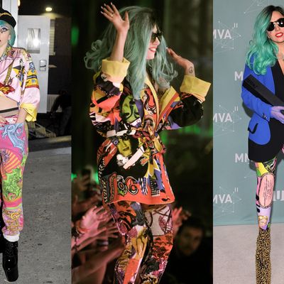 Gaga in Paris last week (left), and at the MuchMusic Awards over the weekend in Canada (center, right).