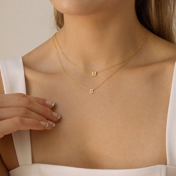 Caitlyn Minimalist Alice Dainty Initial Necklace