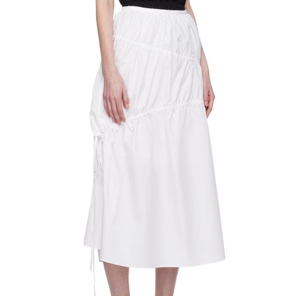 Kijun White Drawstring Maxi Skirt