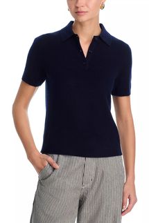 C by Bloomingdale’s Cashmere 100% Cashmere Polo Sweater - Navy