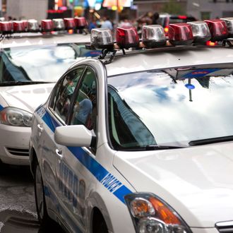 NYPD cars line 42nd Street between 6th and 7th Avenues. -- Increased security is very visible in New York City in light a credible terrorist threat that was reported leading up to the 10th anniversary of the 9/11 terrorist attack.