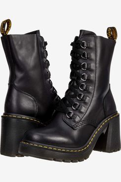 Dr. Martens Chesney Leather Flared Heel Lace Up Boots