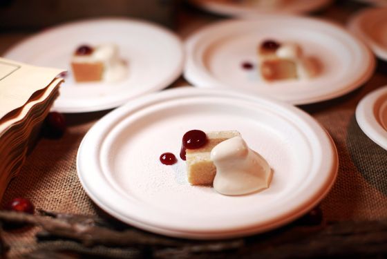 Gramercy Tavern's excellent apple bar with hickory cream and cranberry jam.