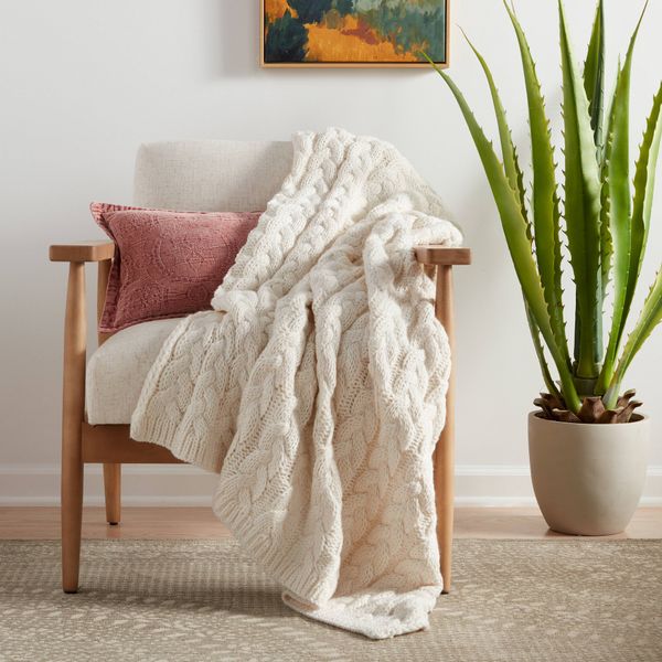 Threshold Solid Chunky Cable Knit Throw Blanket