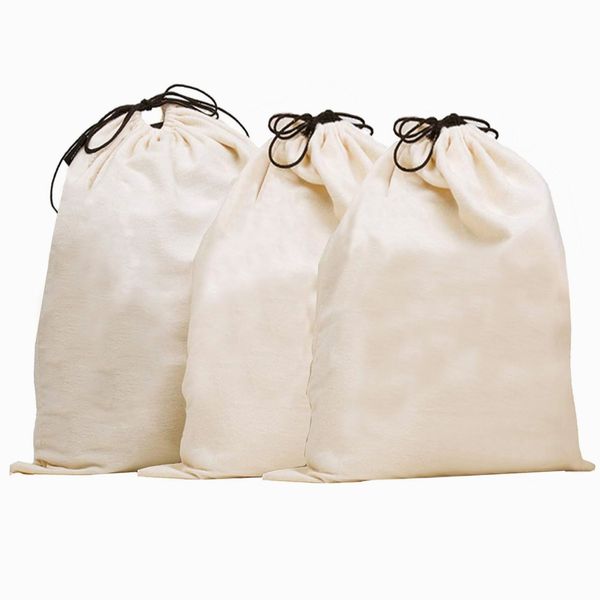 MISSLO Set of 3 Cotton Breathable Dust-proof Drawstring Storage Pouch Bag