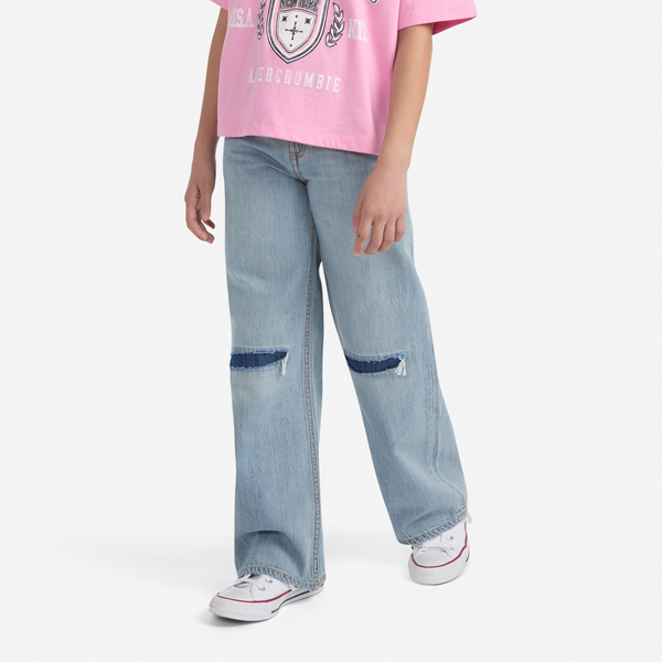 Abercrombie Kids' Ripped High Waist Wide Leg Jeans