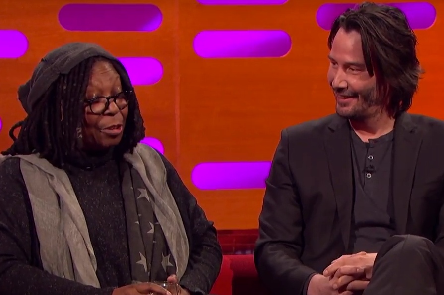 Keanu Reeves Can't Handle Whoopi Goldberg's Pubic-Hair Talk