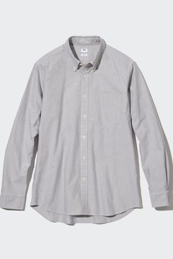 Uniqlo Oxford Slim Fit Long Sleeve Shirt - gray