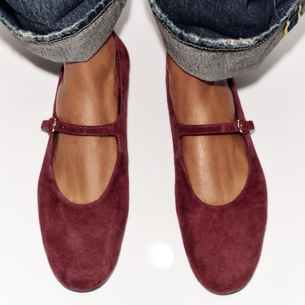 Zara Suede Buckle Ballet Flats
