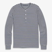 Primary Adult Organic Long Sleeve Henley PJ Top in Stripe (Unisex Fit)