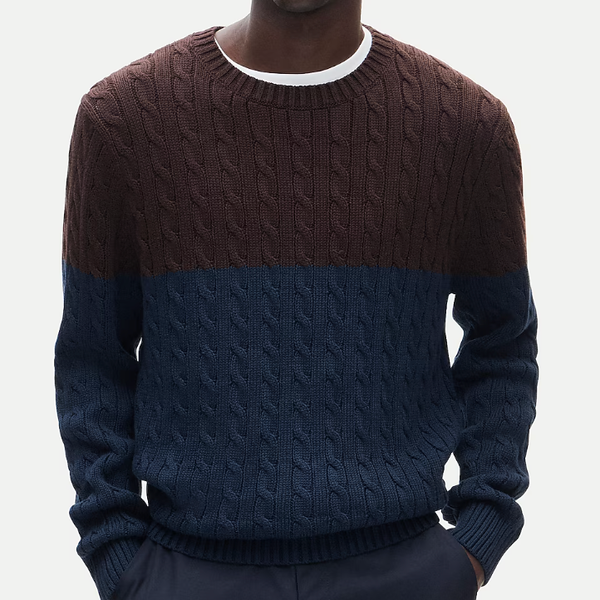 J.Crew Heritage Cotton Cable-Knit Sweater in Colorblock