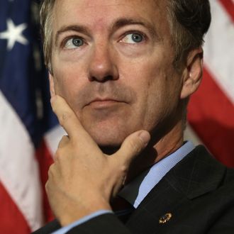 WASHINGTON, DC - NOVEMBER 06: U.S. Sen. Rand Paul (R-KY) listens during a news conference on military sexual assault November 6, 2013 on Capitol Hill in Washington, DC. A bipartisan group of senators are pushing to create an independent military justice system with the 2014 National Defense Authorization Act (NDAA). (Photo by Alex Wong/Getty Images)