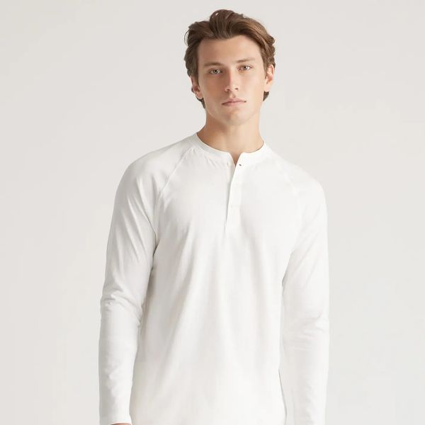Quince Men's Cotton Modal Long Sleeve Henley Tee