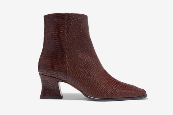 By Far Naomi lizard-effect leather ankle boots
