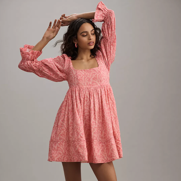 Anthropologie Pilcro Long-Sleeve Babydoll Mini Dress