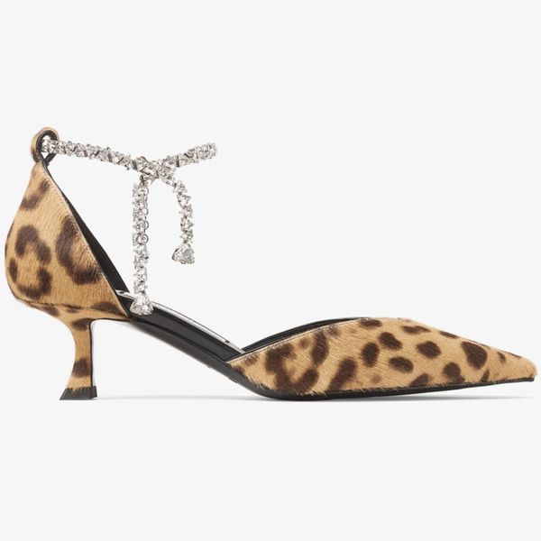 Jimmy Choo Stevie 50 Natural Leopard Print Pony Pumps