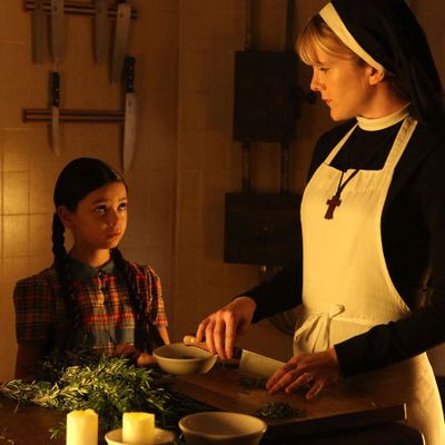 AMERICAN HORROR STORY The Origins of Monstrosity -- Episode 206 (Airs Wednesday, November 21, 10:00 pm e/p) -- Pictured: (L-R) Nikki Hahn as Jenny Reynolds, Lily Rabe as Sister Mary Eunice