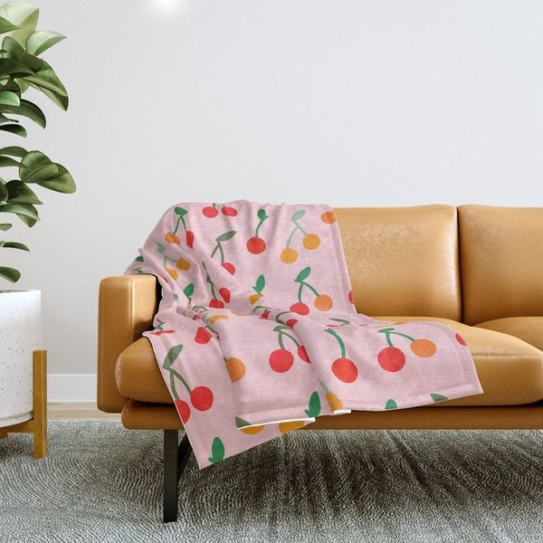 Society6 Cherry Pattern Throw Blanket