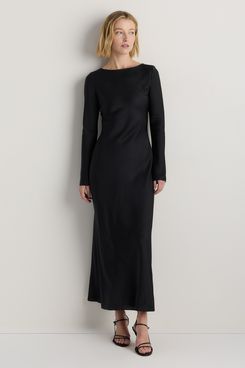 Quince Washable Stretch Silk Long Sleeve Maxi Dress