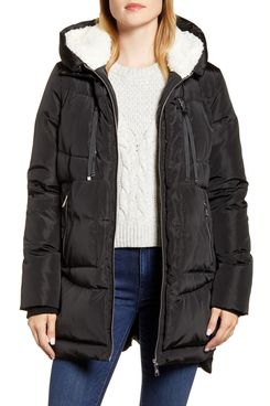 faux fur trim down jacket sam edelman