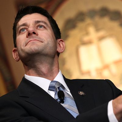 House Budget Chairman Rep. Paul Ryan (R-WI) is introduced before speaking about 