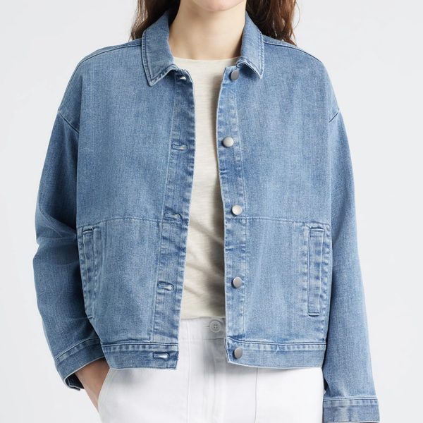 Eileen Fisher Classic Collar Organic Blend Denim Jacket