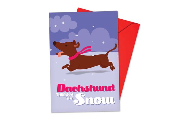 B6737CXSB Box Set of 12 Merry Pets Blank Christmas Note Card Featuring a Sweet and Sassy Dachshund