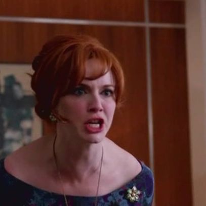 Here, she's pissed at SCDP's receptionist.