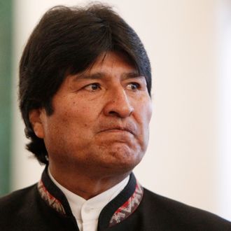 Bolivia's President Evo Morales looks on before the start of the Gas Exporting Countries' Forum at the Kremlin in Moscow, on July 1, 2013. Russia's President Vladimir Putin met today leaders of the world's gas exporters in the Kremlin.
