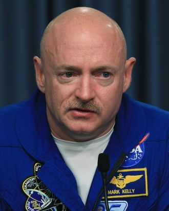 CAPE CANAVERAL, FL - MARCH 31: Commander Mark Kelly participates in a media availability while attending a 4 day Terminal Countdown Demonstration Test (TCDT), at Kennedy Space Spacecraft Center, on March 31, 2011 in Cape Canaveral, Florida. The TCDT will culminate in a full dress rehearsal for the planned April 19th launch of Space Shuttle Endeavour’s final scheduled flight to the International Space Station before being retired. (Photo by Mark Wilson/Getty Images) *** Local Caption *** Mark Kelly